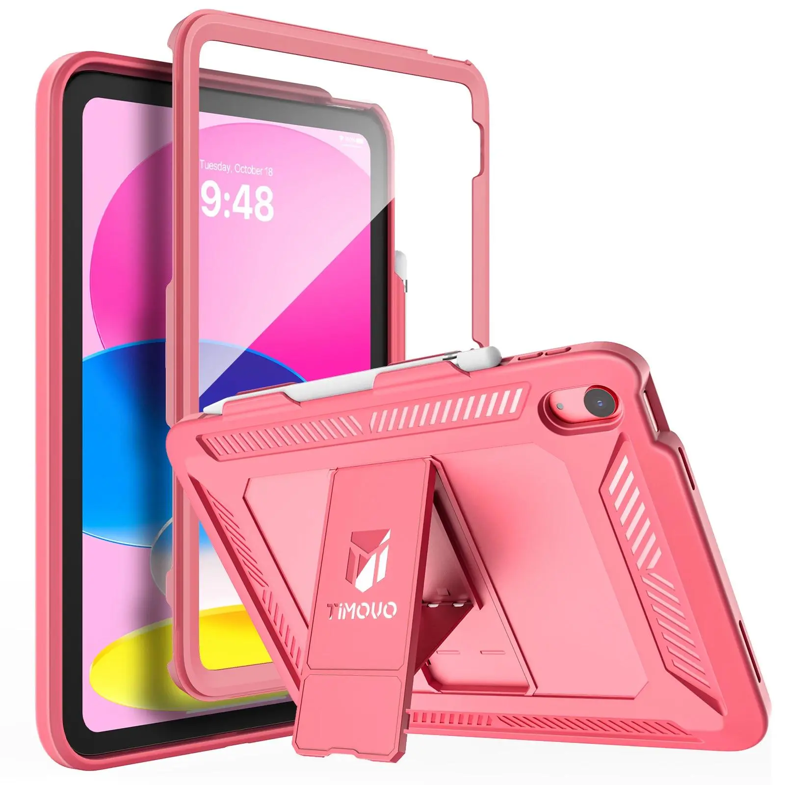 Heavy Duty Shockproof Durable PC + Silicone Tablet Casing with Screen Protector & Kickstand for 11in iPad 11th Gen (A16) 2025 & 10.9in iPad 10th Gen 2022 - Protective Tablet Accessory