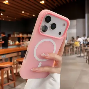 Colorful 2-in-1 Magnetic Phone Case for iPhone 17 Pro Max Air 16 15 14 13 12 11 Pro Max plus Soft TPU Casing Lens Protection Shockproof Cover Protective Smartphone White