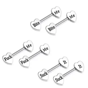 3 Pairs Women Nipple Rings 14g Stainless Steel Nipplerings Tongue Barbell Heart Shape Body