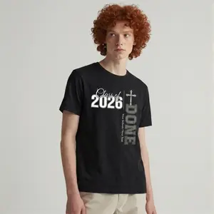 Carpesun Done Class of 2026 Senior 26 High School College Graduation T-Shirt,Class of 2026 Graduation Shirt, Custom Christian Done Cross Tee, Perfect for Graduation Ceremonies & Faith Gifts, for 2026 Christian Graduates, Fast US Shipping