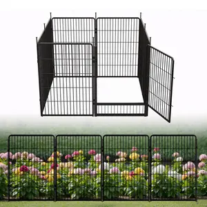 Cozy Castle Garden Fence with Gate 40" 6/8/12/16/24 Panels, Heavy Duty Metal Animal Barrier Fence for Dogs, Easy No-Dig Setup, Dog Fence Outdoor for Yard, Black