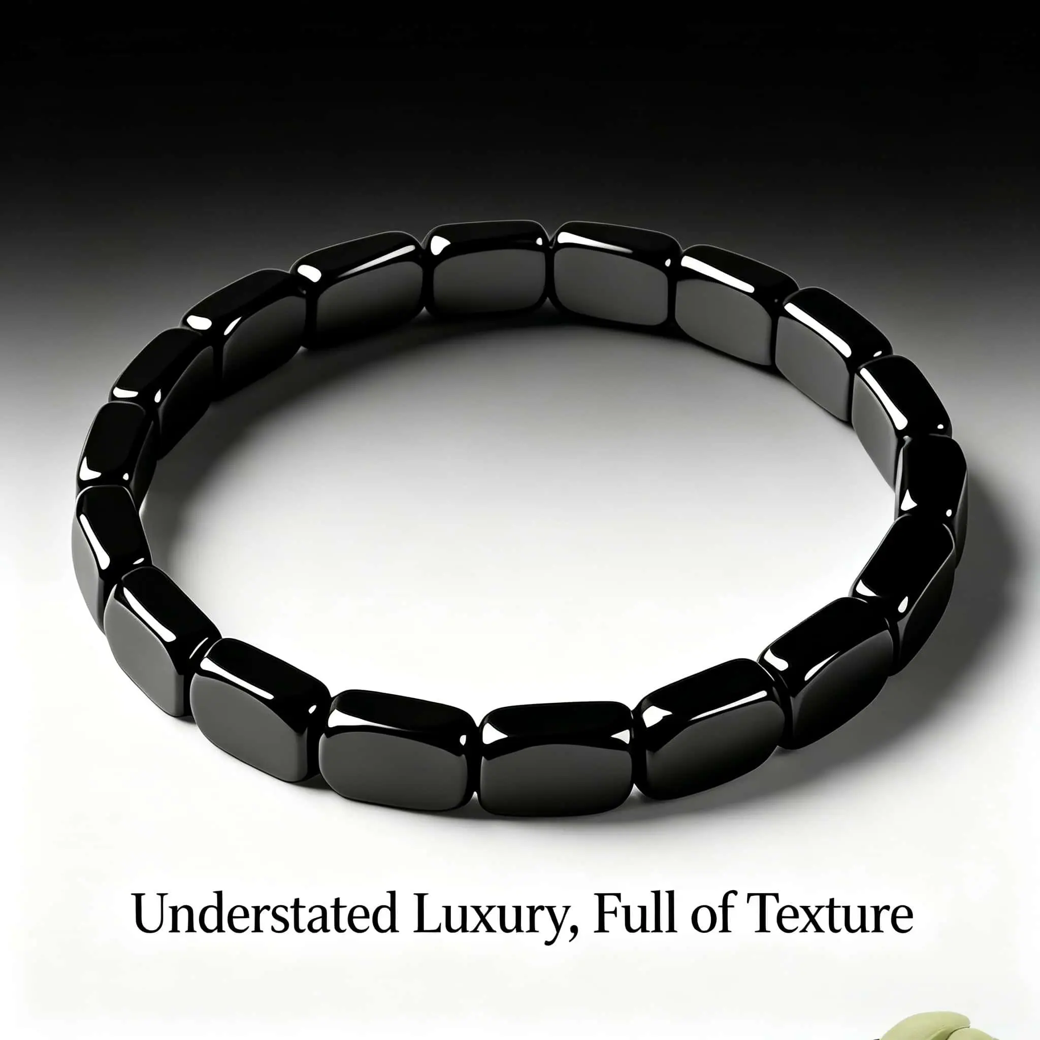 Men’s Square Hematite Beaded Stretch Bracelets, Minimalist Black Stone Stackable Wristband, Sleek Polished Elastic Jewelry, Everyday Accessory, Trendy Casual Gift for Him (Dating & Street Style Outfits)