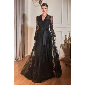 Long Sleeve Embellished Ball Gown