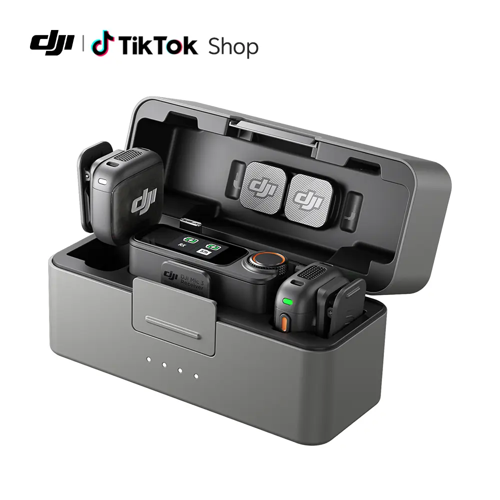 Mic 3 (2 TX + 1 RX + Charging Case), Wireless Microphone for iPhone/Camera/Android, Ultralight, Adaptive Gain Control for Balanced Volume, Dual Band Anti-Interference, 28hrs Use, Vlog