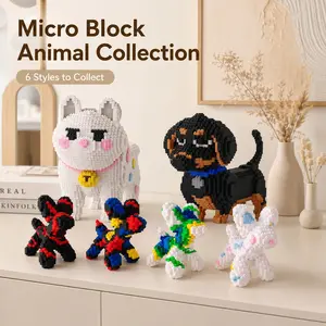 Micro Animal Building Blocks Set, Cute Dog & Cat Mini Brick Figures, DIY 3D Puzzle Toy, Desk Decor Gift for Teens & Adults