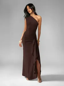MISSGUIDED One Shoulder Drape Maxi Dress With Split