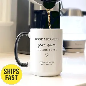 Personalized Grandma Mug with Grandkid Names, New Grandma Birthday Gift, Custom Coffee Cup