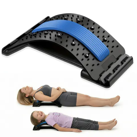 4-Level Adjustable Gentle Back Stretcher Machine - Spinal Decompression Device for Lower Back Pain Relief, Posture Straightening, Lumbar Support Traction, Body Care - Magnetic Floor & Chair Sports & Outdoor Fitness Balance Training Equipment