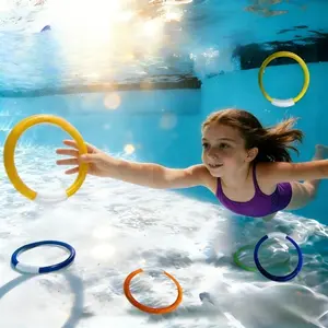 4 Pack Weighted Underwater Diving Rings, High Visibility Color Sinking Pool Grab Rings, Kids Breath Hold Swimming Training Toy, Summer Outdoor Beach Bathtub Water Game, Family Pool Party Interactive Play Gift for Boys Girls 3+