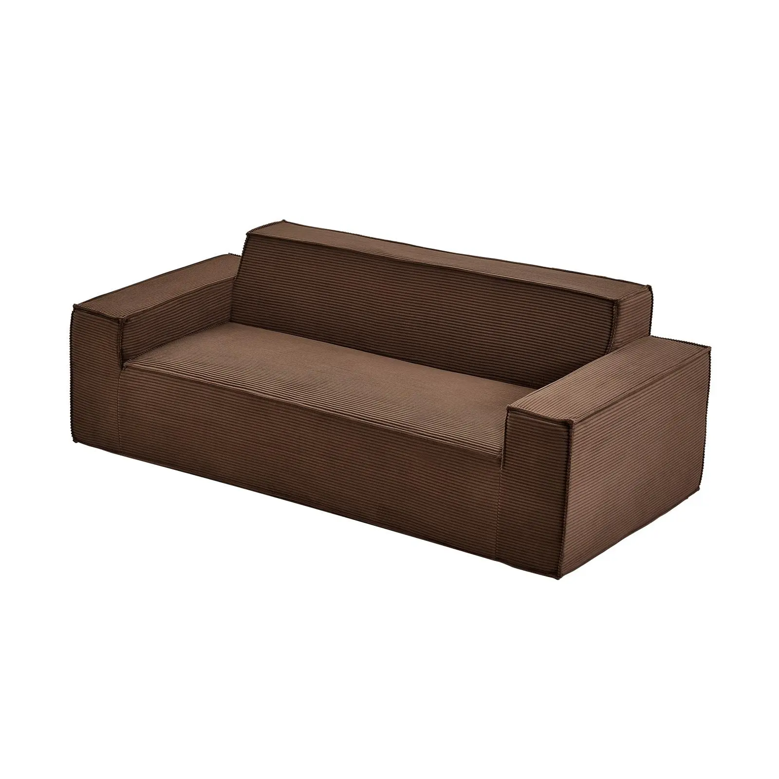 【SummerFinds】VEVOR 3-Seater Comfy Corduroy Sofa in a Box, 83 In / 2110 Mm Elongated Deep Seat Couch with Memory Foam, No Assembly for Living Room Family Gatherings & Friends' Visits, Brown