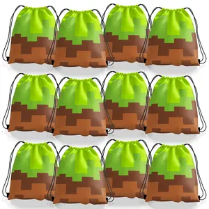 12 Pcs Pixel Green Cartoon Party Favors, Animation Themed Birthday Party Supplies & Goodie Bags