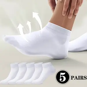 5 Pairs of Breathable, Low-Cut Summer Boat Socks — Suitable for Men and Women — Lightweight Socks — A Travel Essential
