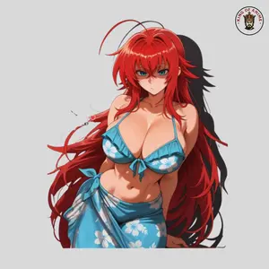 Red Hair Anime Girl Bikini Sticker Summer Beach Waifu Aesthetic Decal Laptop Phone Car Decor