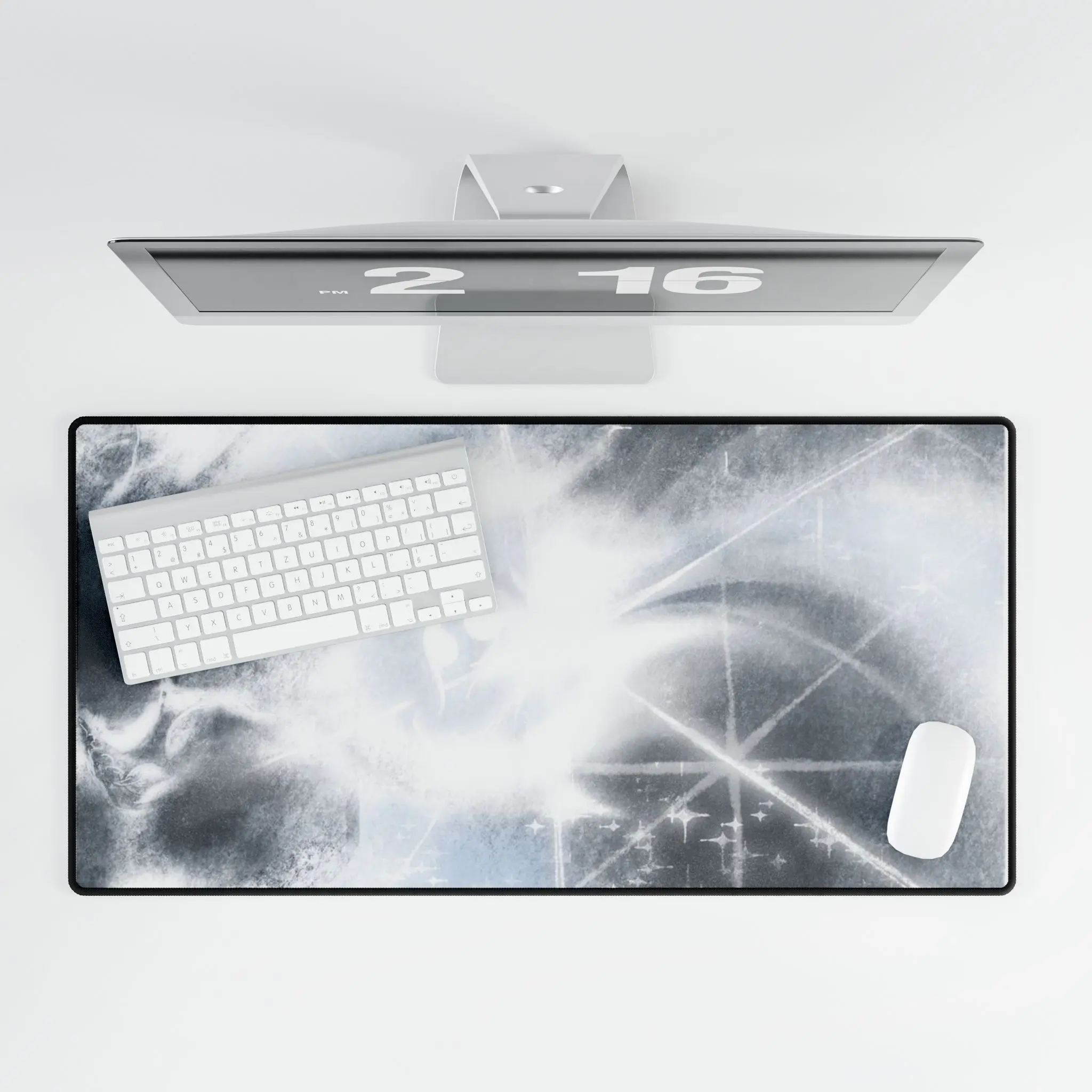 Blue cosmic anime style gamer Large Non Slip Desk Mat