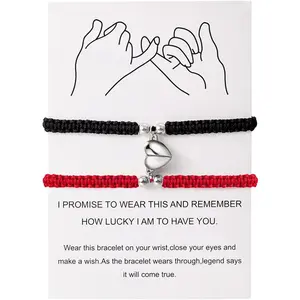 2 count Handmade Braided Heart Couple Bracelets Mutual Attraction Matching Bracelet for Couples Women Men  Friend  Lover Gifts