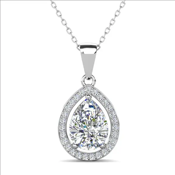 Women's 2-Piece Elegant Crystal Costume Jewelry Set - Gold-Plated Metal Necklace & Fish Hook Earrings with Thick Studs, CZ Surround Diamond Charms, Memorial Keepsake Gift for Adults