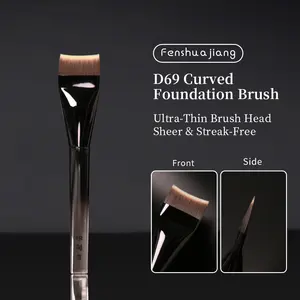 FenShuaJiang D69 Bent Knife Contoured Foundation Brush Ultra-Thin Wide Fast Application Seamless Newbie Makeup Brush for Smooth Base