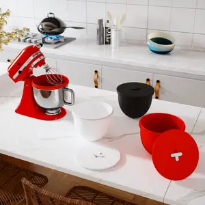 Silicone Bowl Liners Food Grade for KitchenAid Stand Mixer, Practical Durable Reusable Versatile 5 Liter Bowl Insert for KITCHEN AID Mixers KSM150 Tilt-Head 5/6/7 Qt Models Non-Stick Surface Easy Cleaning White Red Black Blender Utensils Storage