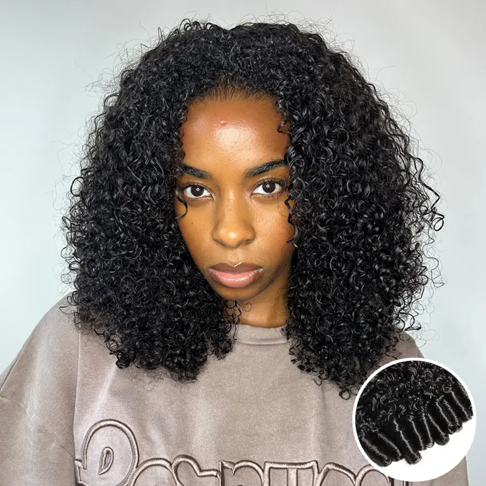 YWIGS 300% Density Burmese Water Curly Half Wig Over Wig 3 IN 1 Wear Go Glueless Human Hair Wigs Draw-string Invisible Hairline Beginner Friendly 100% Human Hair #DealsForYouDays @spotlightday