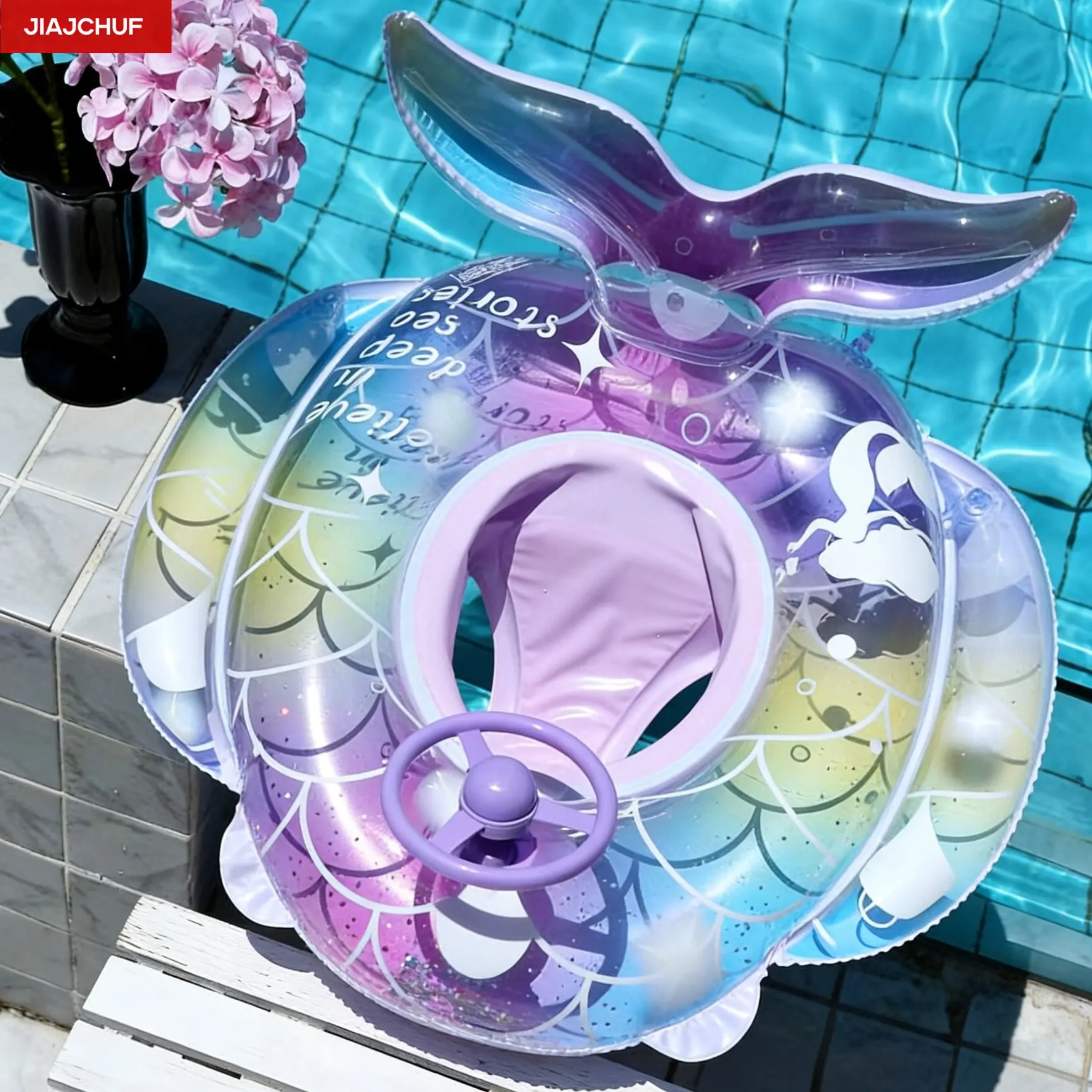 Cute Mermaid Tail Swim Ring, Fun Water Toy for Kids & Adults, Durable Floatable Design, Perfect for Pool Beach Summer Activities