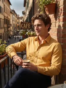 Men's Wrinkle-Free Dress Shirt, Smart Casual Long-Sleeve Button-Up, Italian Old Money Classic Style, 10 Colors, Work & Leisure