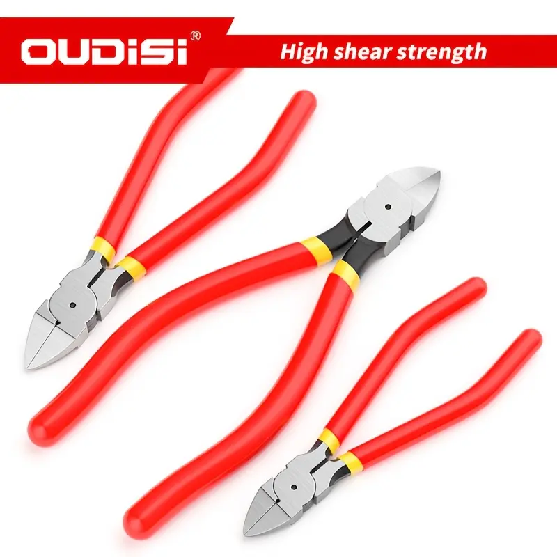 5/6/ 8inch Pliers, with red non-slip handle, multi-functional nozzle pliers, designed for cutting wires, packaging tape, plastic, etc. ; sharp hand tool, ideal for construction and making toy models, Multi-Size, Wire Cutting