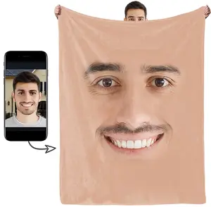 Custom Face Photo Blanket, Personalized Facial Features Blanket All Seasons