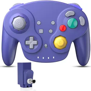 2.4 GHz  NGC Controller, GameCube Receiver, Compatible with GameCube Console (Rechargeable) (Plug and Play) (Built-in Vibration) Indigo