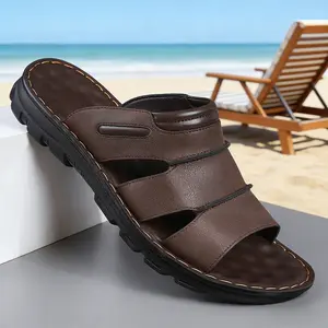 Trendy Brown Men's Slides | Comfortable Outdoor Slippers for Beach & Daily Wear