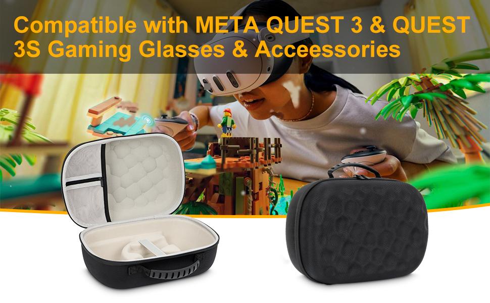 Hard Carrying Case Compatible with Meta Quest 3, Quest 3S and Quest 2 VR Accessories