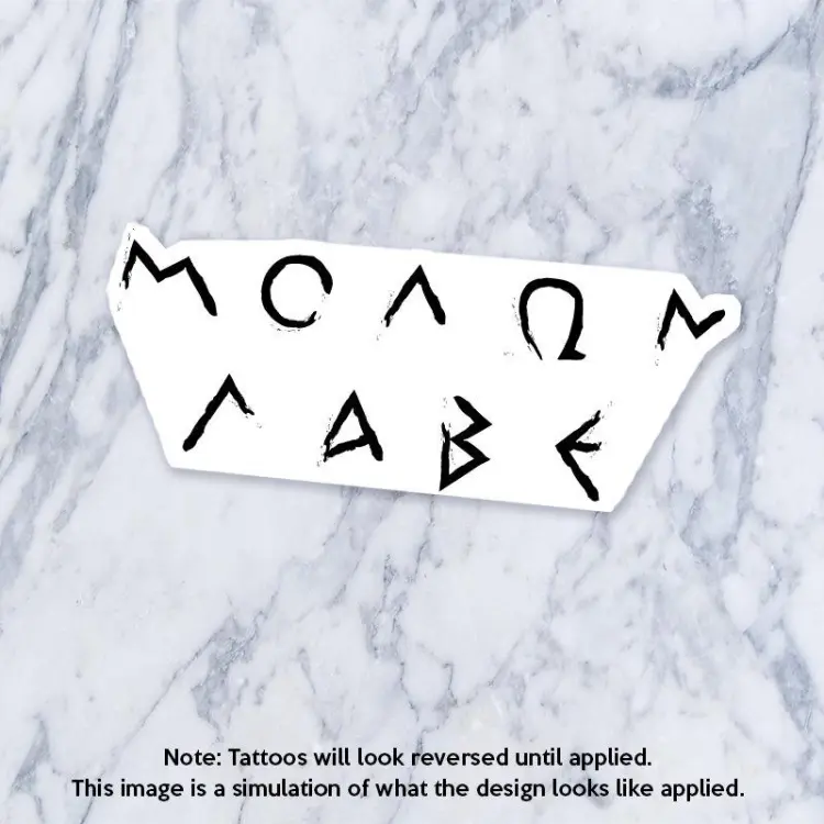 Molon labe μολων λαβε μολὼν λαβέ greek leonidas 300 thermopylae saying phrase temporary fake tattoo black small medium size