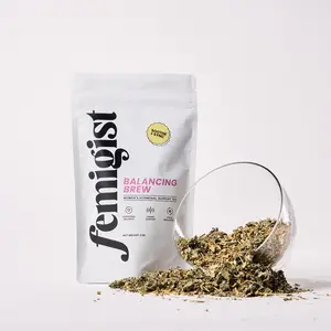 Femigist Balancing Brew Women's Hormonal Balance & Period Tea - Herbal Blend for PCOS, Cramping, & Irregular Cycles - 2 oz - Beverage