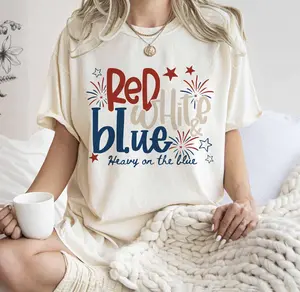 Red, White and Blue - Heavy On The Blue Shirt, Funny Liberal 4th Of July Tee, Sarcastic Patriotic Democrat Tshirt, 4th Of July Women