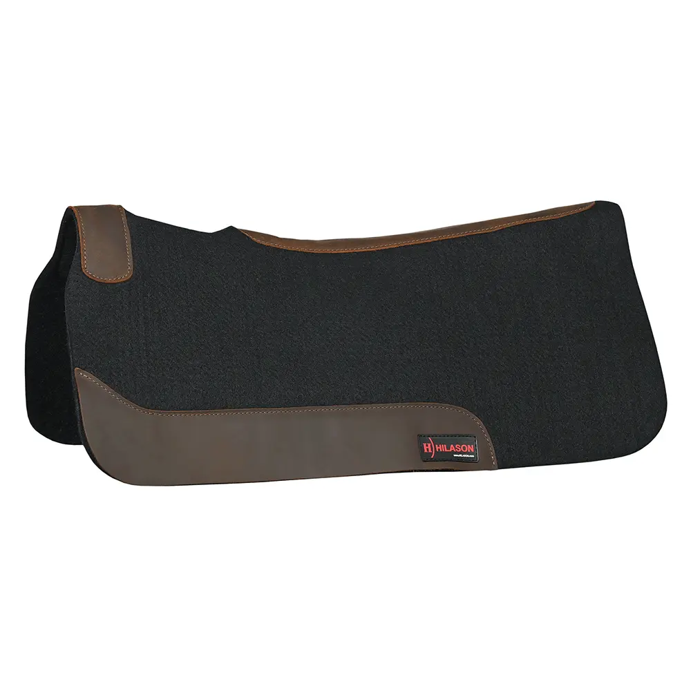 HILASON Western Wool Felt Horse Saddle Pad W/ Distressed Wear Leather | for Horses