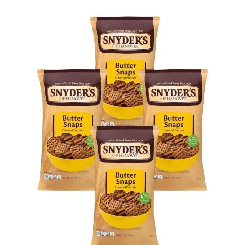 Snyder's of Hanover Butter Snaps Low Fat Pretzels, 9 oz Bag, 4 Count