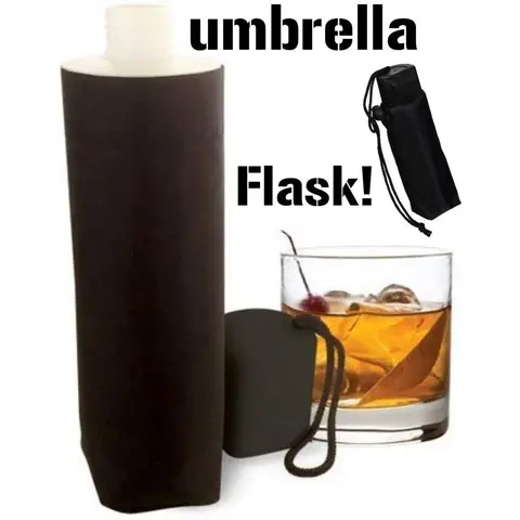 Smuggle Your Booze Alcohol Liquor Drink Vacation  - 9 Oz. Hidden Flask Umbrella