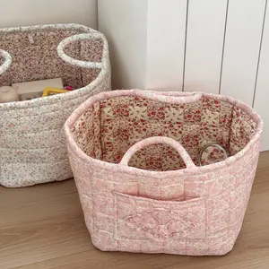 Floral Pattern Foldable Laundry Basket Large Capacity Woven Storage Hamper for Clothes Toys Home Organizer for Bedroom Bathroom Living Room Laundry Room Collapsible Storage Bin