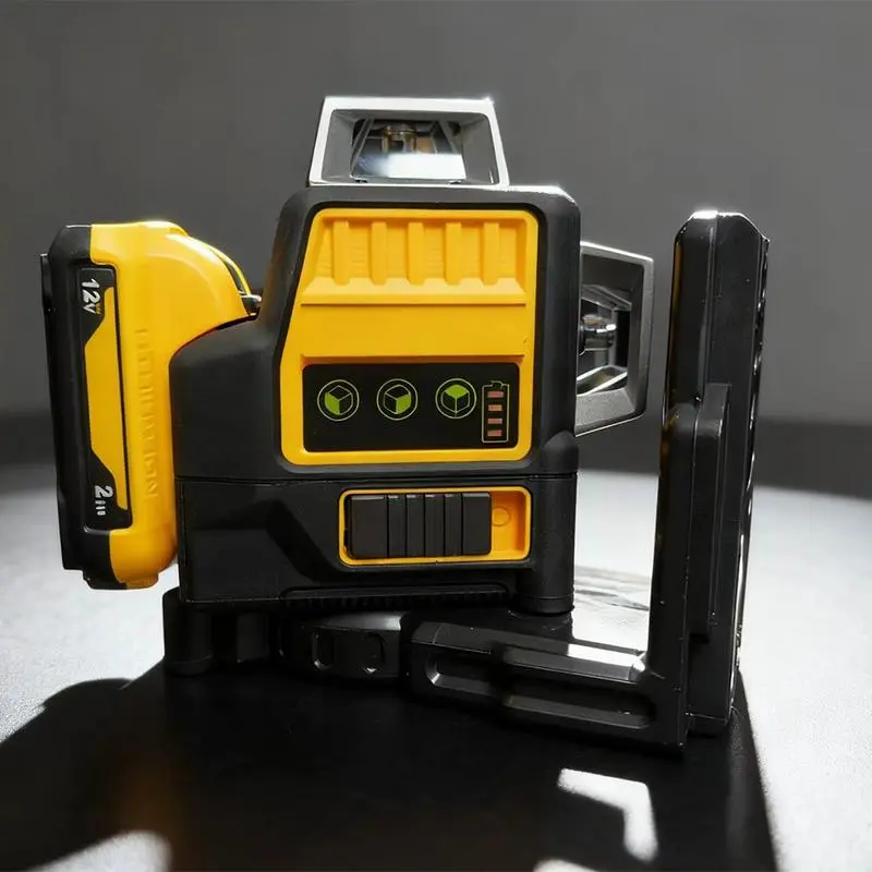 DW089LG 12-Line 3-Side 360° Green Laser Level, Vertical & Horizontal Laser Measuring Instrument for Outdoor Construction, Outdoor Leveling