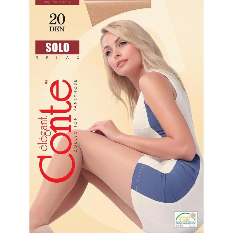 Conte Elegant Solo 20 Den Women's Pantyhose with Reinforced Shorts Plain Design Elastic Fit Basic Style 8C-39СП