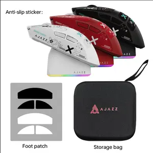 2026 AJ139P V3 MC Wireless Gaming Mouse AJAZZ Office Mouse Comes with Mouse Storage Bag Anti slip Adhesive RGB Magnetic Charging Base PAW3311 Sensor Six level DPI24000 Supports Multiple Systems Suitable for Esports Games and Office