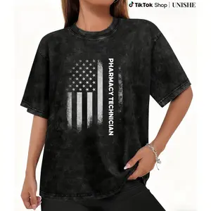 Certified Pharmacy Technician Tee – Washed Cotton, US Flag Design, Casual Short Sleeve