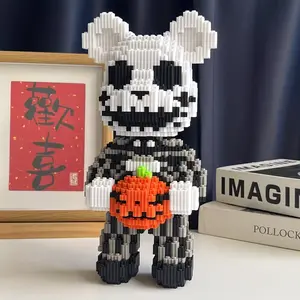 Christmas Halloween Skull Bear 3D Puzzle Building Blocks Decoration, Artistic Touch, Bookshelf Home Office Cabinet Decor, Party Living Room TV Stand Display