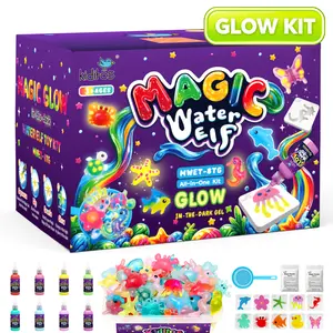Kiditos Glow in the Dark Magic Water Elf Kit, 8 Glow Gels & 10 Molds, DIY Aqua Gel Craft Toy Ages 3+