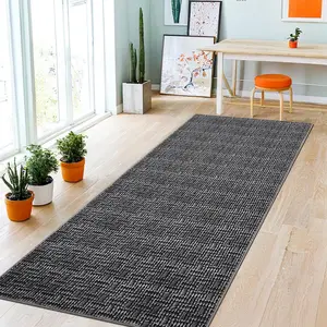 【GARVEE】Washable Runner Rug 2x6 Rug Runners for Hallways Non Slip Entryway Rug Modern Farmhouse Kitchen Runner Rug Neutral Accent Rug Low Pile Floor Carpet for Bedroom Laundry Bathroom Foyer Black