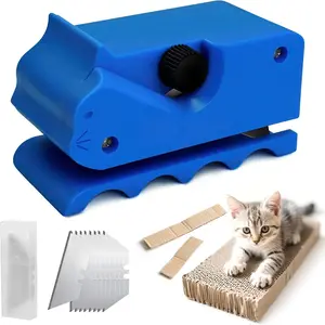 Upgraded Cardboard Cutter for Cat Scratchers DIY, Handheld Cardboard Cutting Tool W/ 10 Blades for Making Cat Scratching Board & Bed (Blue)