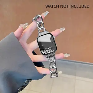 1PC fashionable metal denim chain for Apple Watch bands, compatible with Apple Watch 38/40/41/42/44/45/46/49mm, suitable for Apple Watch series Ultra/SE/11/10/9/8/7/6/5/4/3/2/1, with adjustable length (strap only, watch and case not included)