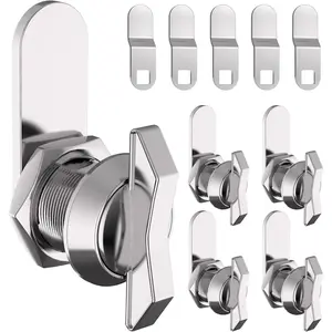 5/8 Inch Thumb Operated Offset Cam Lock Set - Keyless 5PC Compartment Lock for RV, Camper Storage Door Latch, Cabinet Mailbox Drawer Cam Latch - Excellent Zinc Alloy Replacement Set