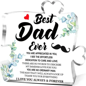 Father Day Gift Dad Gifts Best Dad Ever Sign Acrylic Plaque, Gifts for Dads Fathers Day Birthday Father Gift Ideas,Thank You for Everything Puzzle Piece