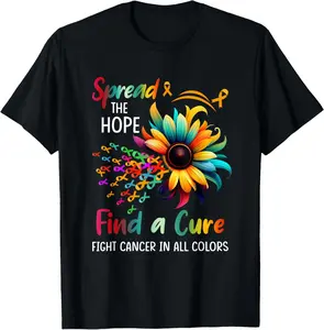Fight Cancer in Spread-Hope Find A Cure Sunflower T-Shirt