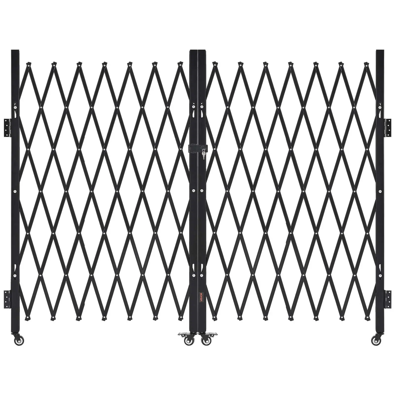 【SummerFinds】VEVOR Double Folding Security Gate, Lockable Scissor Gate with 360° Swivel Casters, Outdoor Barricade Steel Retractable Gates, for Entry Security, Garage, Warehouse & Pool, 129.92 x 63.19 in (W x H)